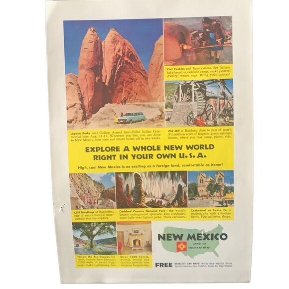 Vintage 1955 New Mexico Land of Enchantment Ad Advertisement - Picture 2 of 3